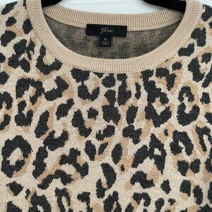 NWOT J. Crew Leopard Jacquard Knit Merino Wool Sweater - Size S